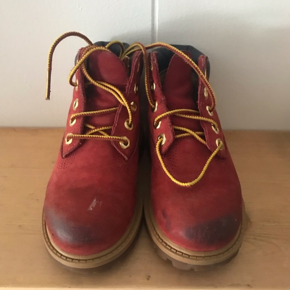 Red Timberlands toddler size 10 - Picture 2 of 5